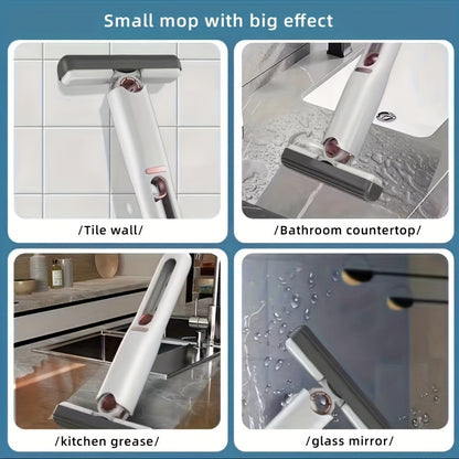 New Portable Self-NSqueeze Mini Mop, Lazy Hand Wash-Free Strong Absorbent Mop Multifunction Portable Squeeze Cleaning Mop