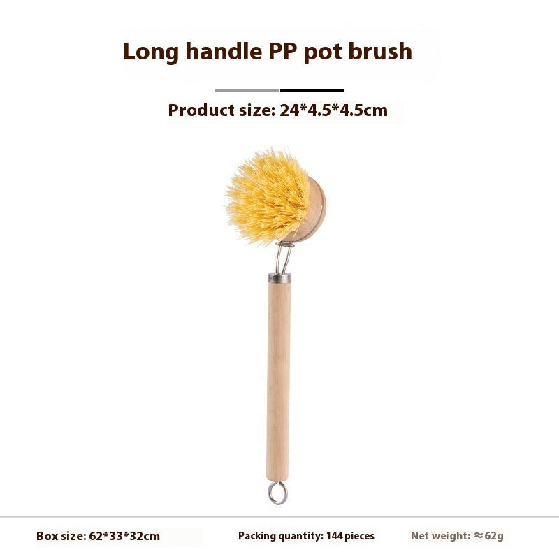 Kitchen Gadget Natural Wooden Brush Sisal Household Kitchen Short Handle Coconut Palm Cleaning Decontamination Brush