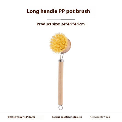 Kitchen Gadget Natural Wooden Brush Sisal Household Kitchen Short Handle Coconut Palm Cleaning Decontamination Brush