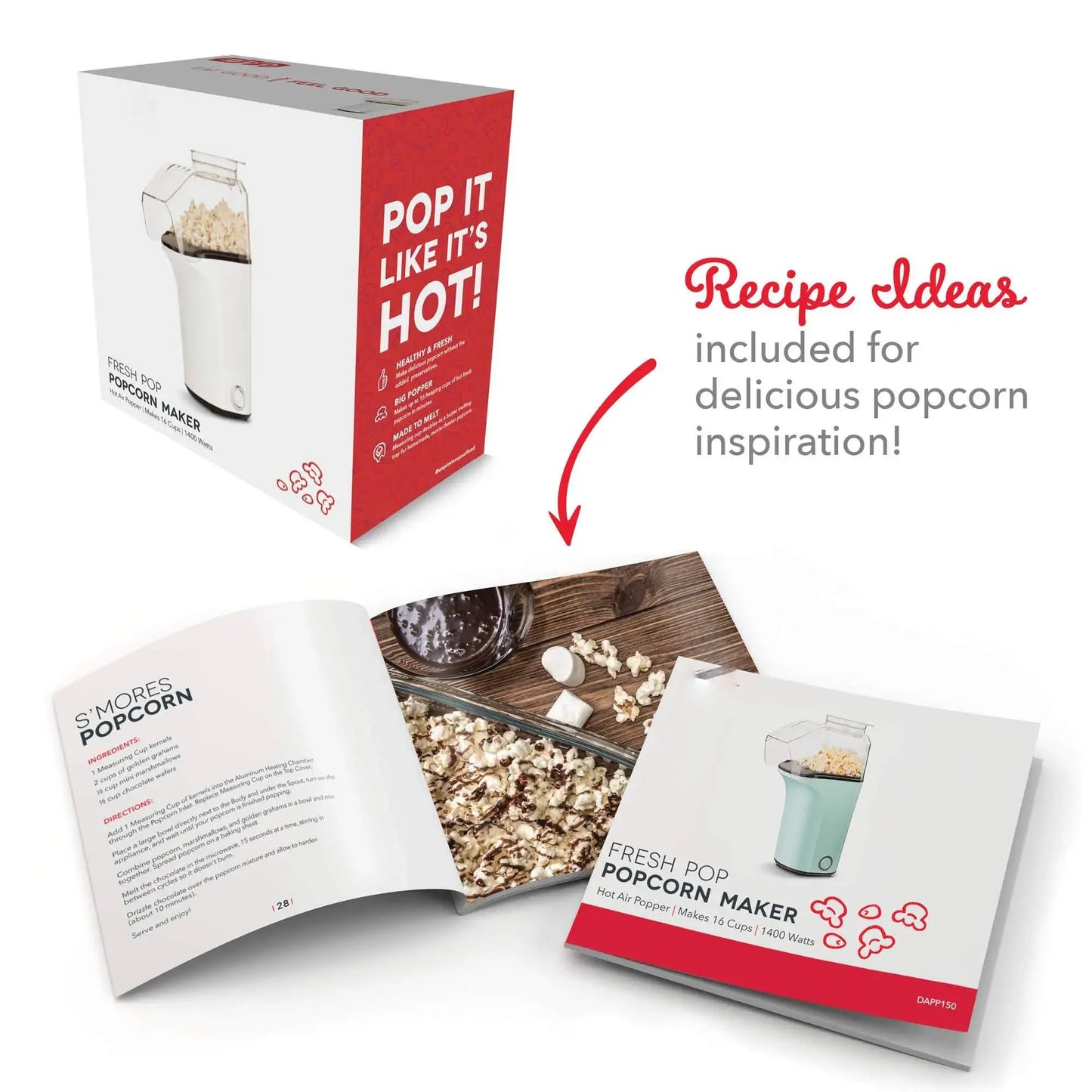 Hot And Fresh Popcorn Machine Uses Hot Air For Birthday Party And Home Together Portable Popcorn Maker