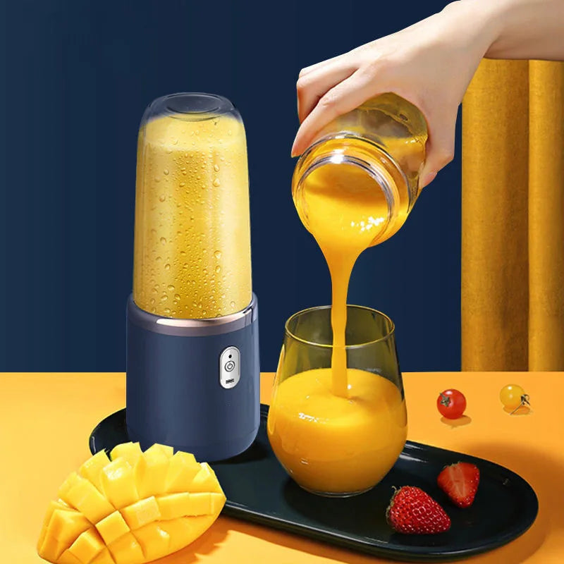 1 Set - Neuer tragbarer Entsafter mit 2 Bechern, per USB aufladbarer Mini-Mixer, frischer Entsafterbecher, Smoothie-Mixer in persönlicher Größe