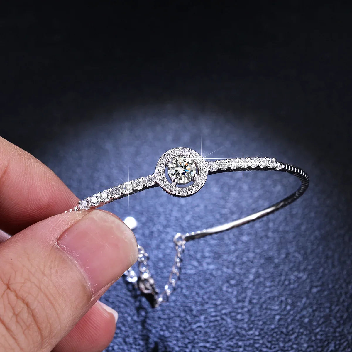 Luxury PT950 Platinum 1 Carat Moissanite Diamond Bracelet High-End Exquisite Jewelry Gift for Girlfriend Mother Souvenir Gift