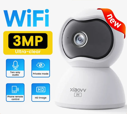 XIAOVV Intelligente Sicherheitskamera für den Innenbereich – 3 MP HD-Hundekamera mit Nachtsicht, 2,4 GHz WLAN, Bewegungserkennung zur Baby- und Haustierüberwachung**