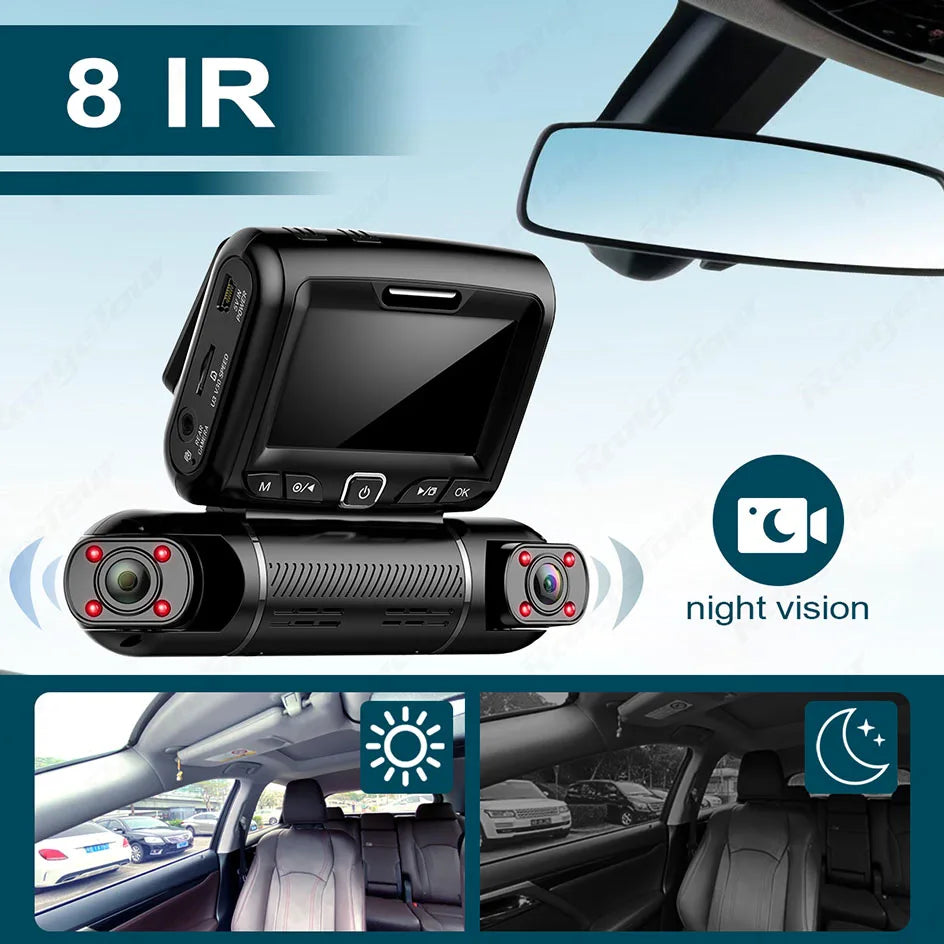 4-Kanal 1080P WiFi GPS Auto-DVR mit Doppellinsen, 8 Infrarotlichtern und 170-Grad-Nachtsicht-Dashcam