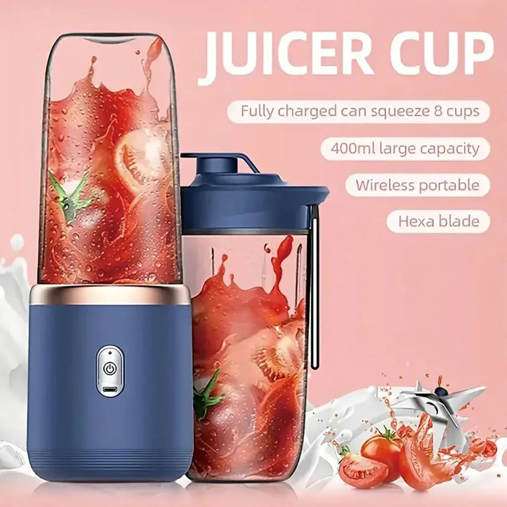 1set-New portable juicer with 2 cups, USB rechargeable mini blender