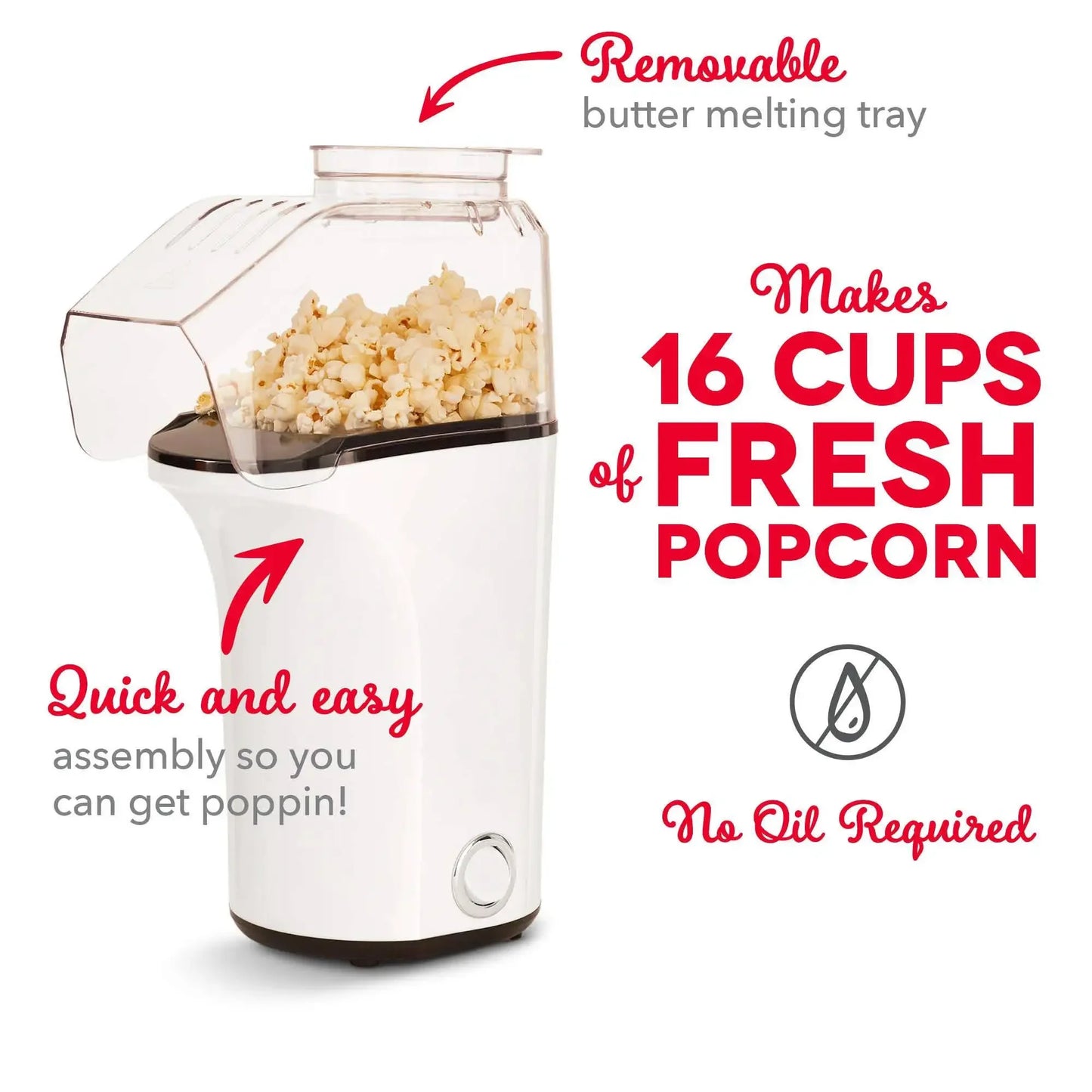 Hot And Fresh Popcorn Machine Uses Hot Air For Birthday Party And Home Together Portable Popcorn Maker